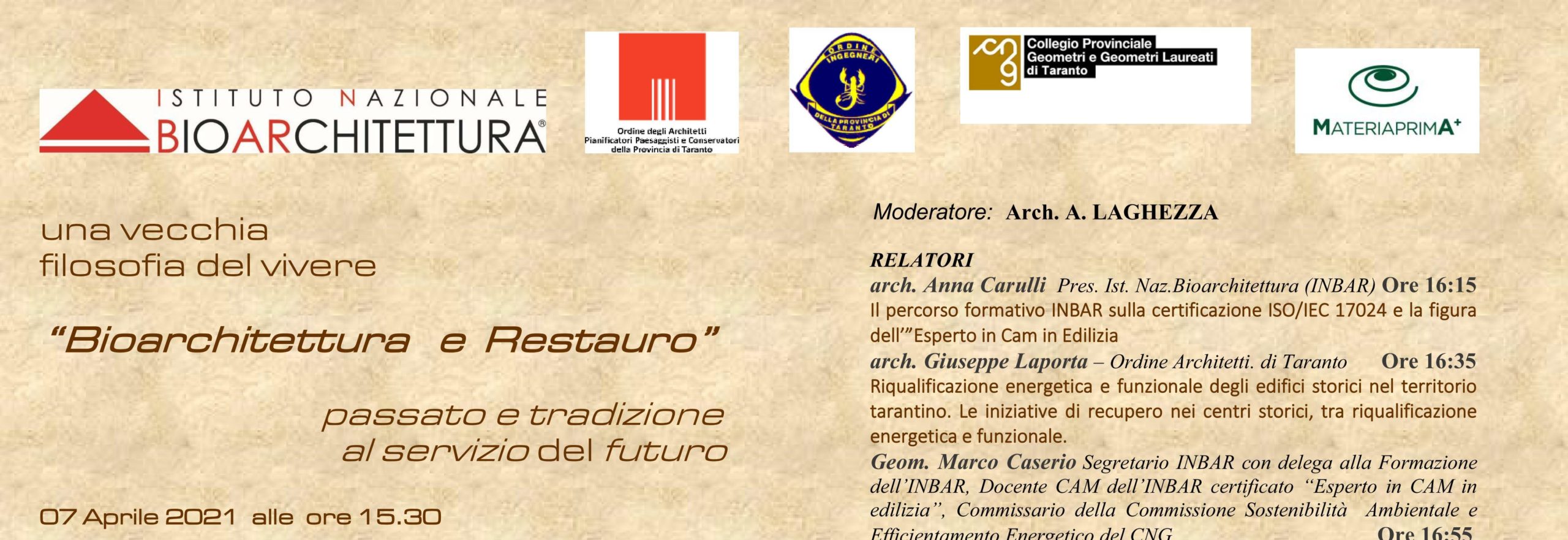 BIOARCHITETTURA E RESTAURO – Passato e Tradizione al servizio del Futuro